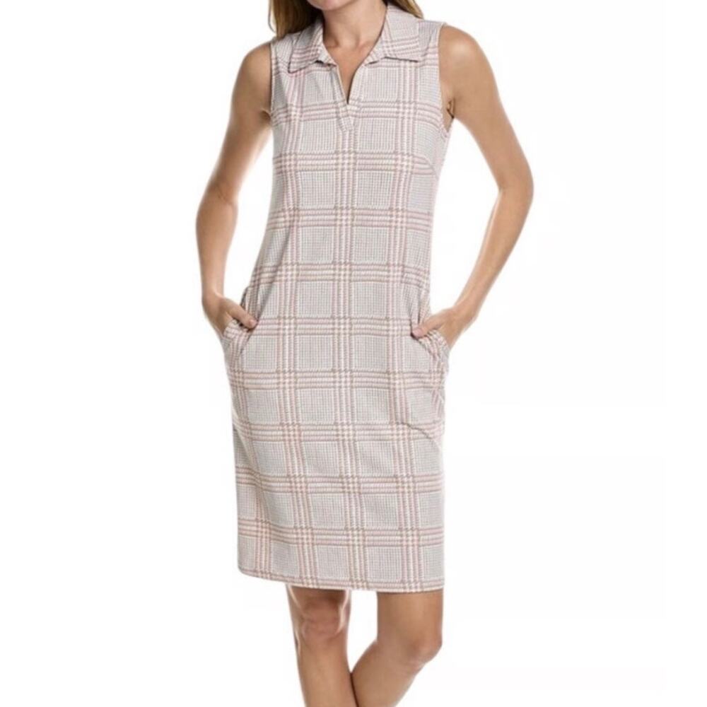 J. McLaughlin Dress Womens XS Ayla Catalina Cloth Pink Hilltop Plaid Khaki Polo